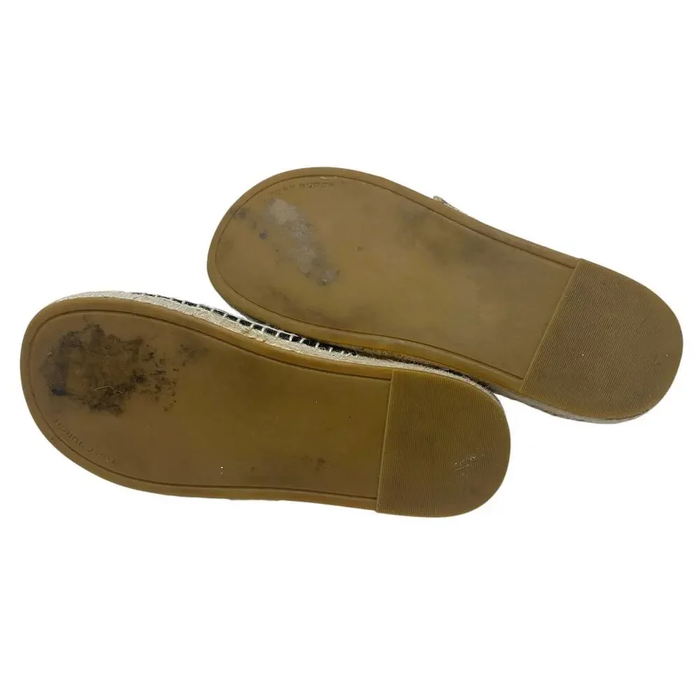 Tory Burch Selby‎ Patent Leather Espadrille Slide Sandals Black Size US 6.5